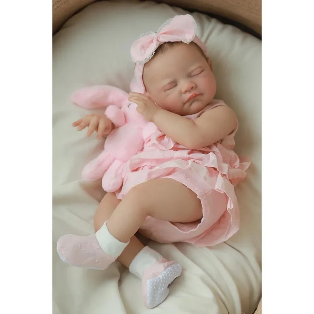 🆕20inch Soft Cloth Body Newborn Baby Doll Poseable Limbs Sleeping Doll Ava Girl